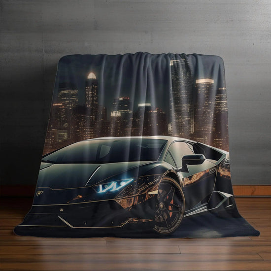 Luxury Car Themed Velveteen Plush Blanket, Cozy Throw for Car Lovers, Perfect Gift for Man Cave, Car Enthusiasts, Home Decor Accent