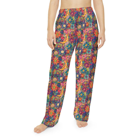 Boho Floral Women's Pajama Pants, Vibrant Loungewear, Cozy Sleep Pants, Relaxation Essentials, Gifts for Her, Casual Style
