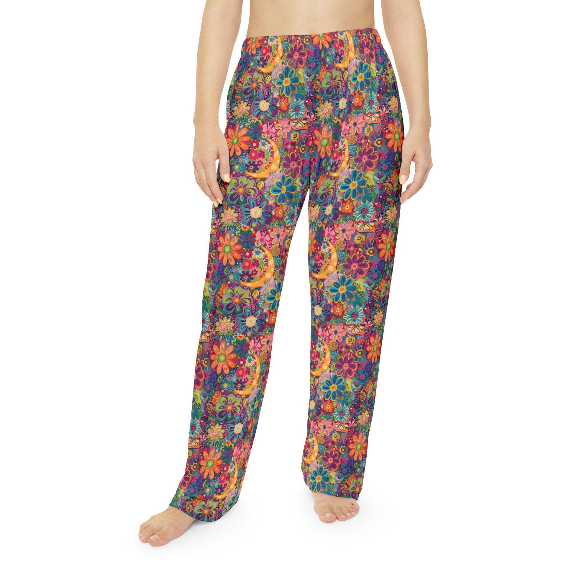 Boho Floral Women&#39;s Pajama Pants, Vibrant Loungewear, Cozy Sleep Pants, Relaxation Essentials, Gifts for Her, Casual Style