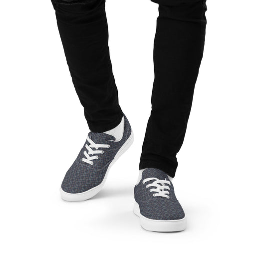 Men’s Geometric Pattern Casual Lace-Up Canvas Shoes – Trendy, Comfortable & Stylish Footwear for Everyday Wear
