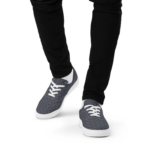 Men’s Geometric Pattern Casual Lace-Up Canvas Shoes – Trendy, Comfortable & Stylish Footwear for Everyday Wear