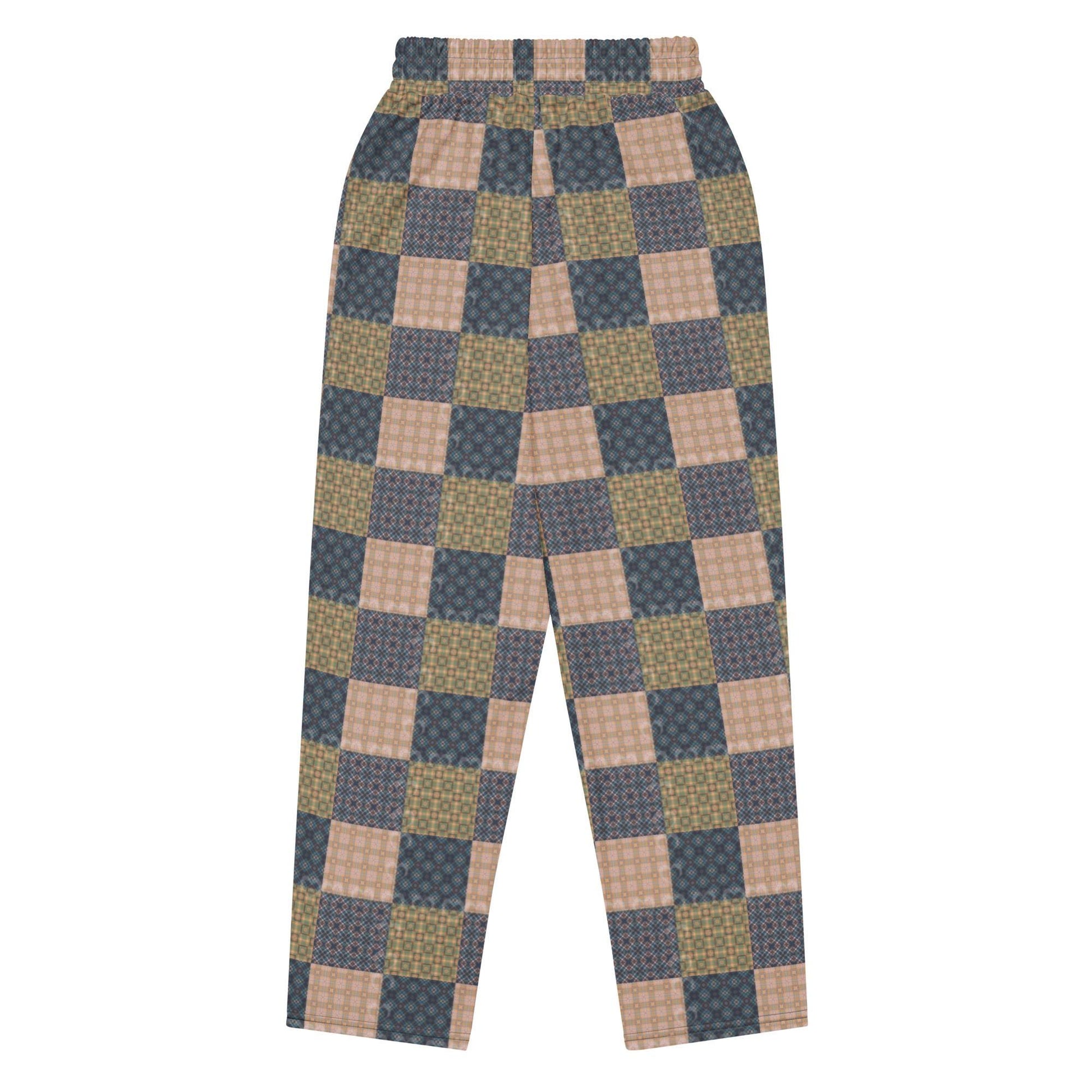 Men’s Geometric Checker Pattern Wide Leg Pants – Trendy Retro Style, Comfortable Loose Fit, Modern Fashion Statement, Streetwear Chic
