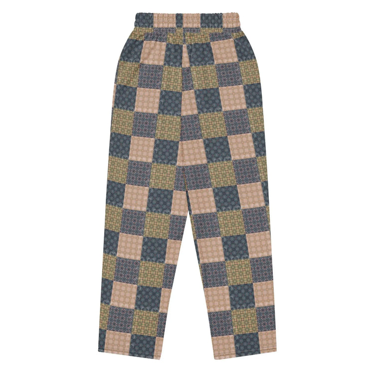 Men’s Geometric Checker Pattern Wide Leg Pants – Trendy Retro Style, Comfortable Loose Fit, Modern Fashion Statement, Streetwear Chic