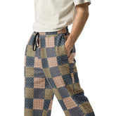 Men’s Geometric Checker Pattern Wide Leg Pants – Trendy Retro Style, Comfortable Loose Fit, Modern Fashion Statement, Streetwear Chic