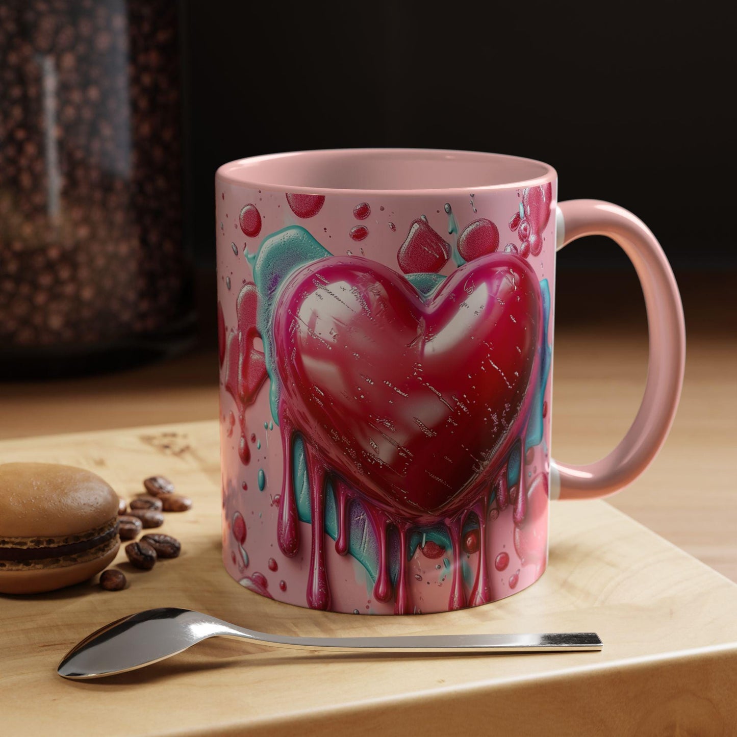 Heart Drip Coffee Mug, Romantic Gift, Valentine's Day, Cute Mug for Her, Cozy Home Accents, Unique Gift Idea