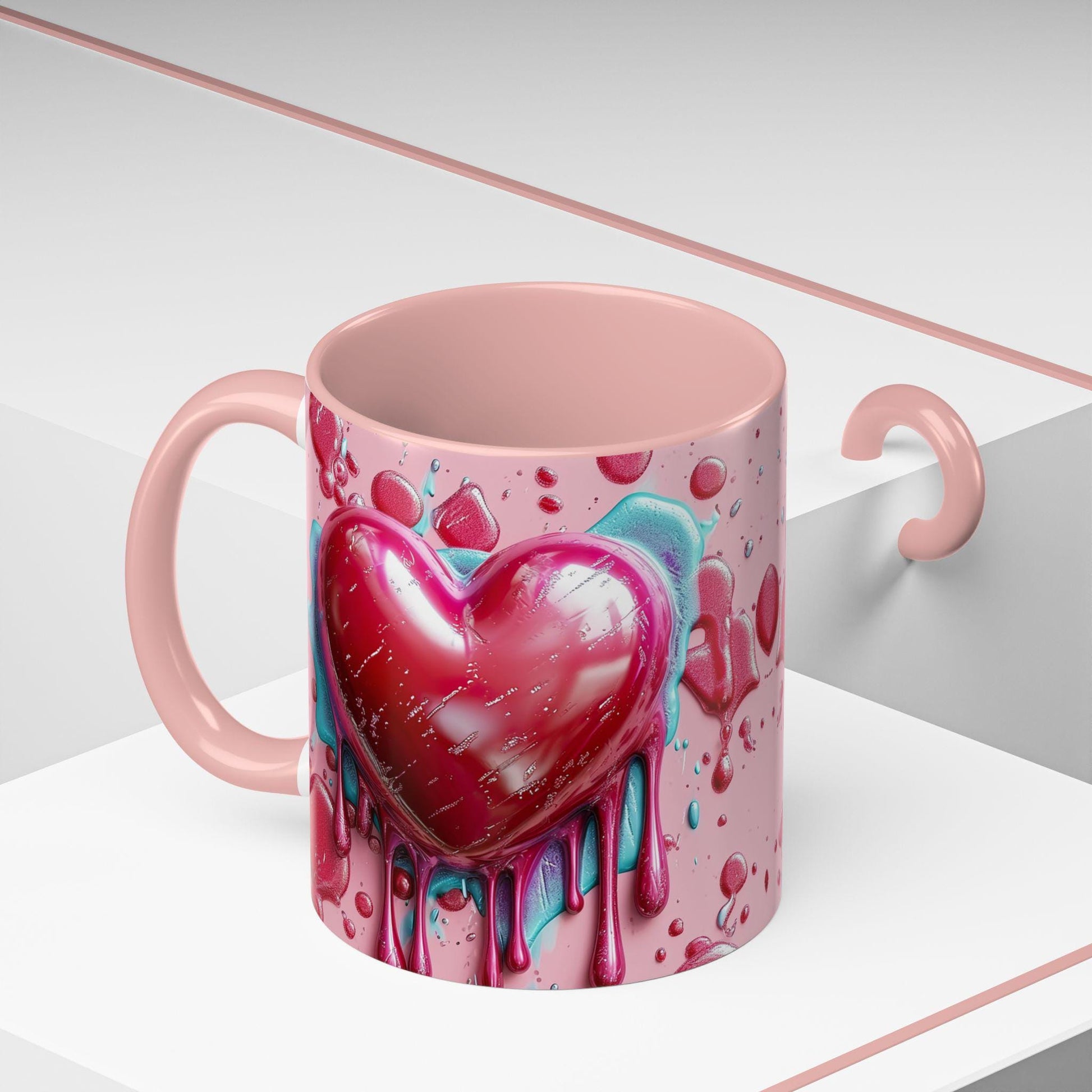 Heart Drip Coffee Mug, Romantic Gift, Valentine's Day, Cute Mug for Her, Cozy Home Accents, Unique Gift Idea