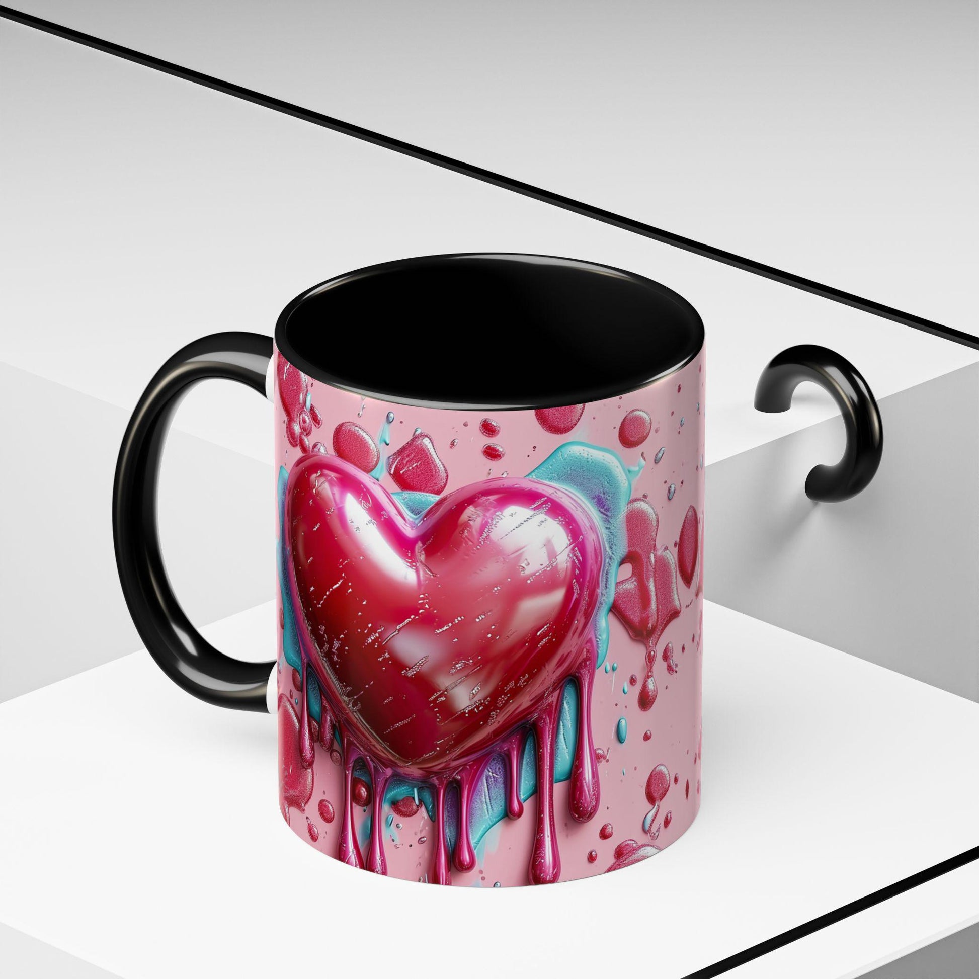 Heart Drip Coffee Mug, Romantic Gift, Valentine's Day, Cute Mug for Her, Cozy Home Accents, Unique Gift Idea