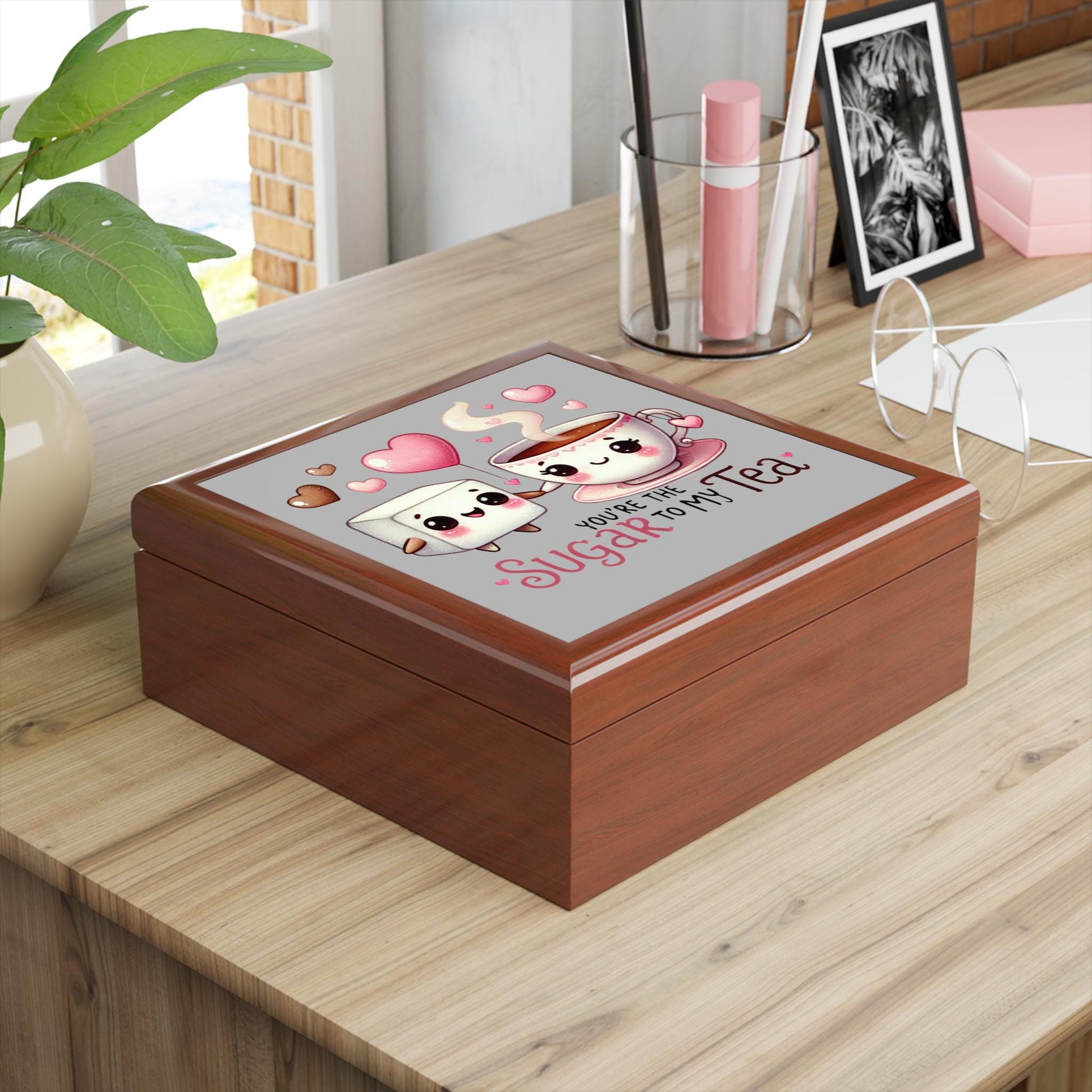 Cute Sugar to My Tea Jewelry Box, Valentine's Day Gift, Wedding Keepsake, Cute Storage Box, Love Theme Decor