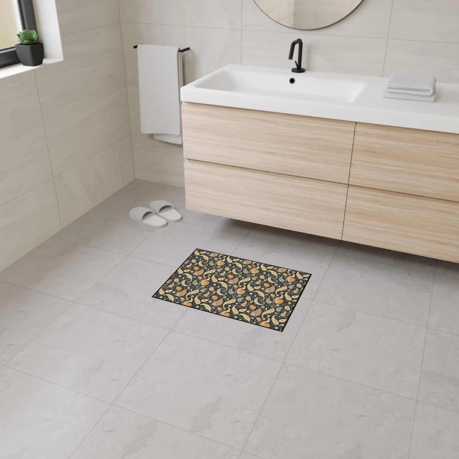 Stylish Heavy Duty Floor Mat with Floral Design - Perfect for Entryway, Kitchen, or Office, Non-Slip, Decorative, Durable