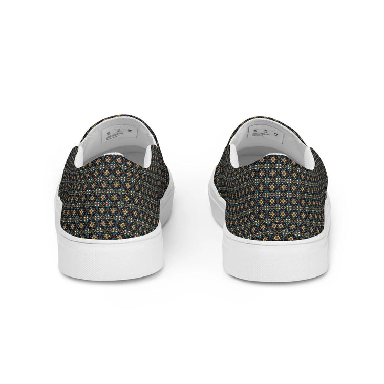 Geometric Stylish Men’s Slip-On Canvas Shoes | Trendy Casual Footwear for Men | Fashionable Comfortable Sneakers | Unique Modern Design
