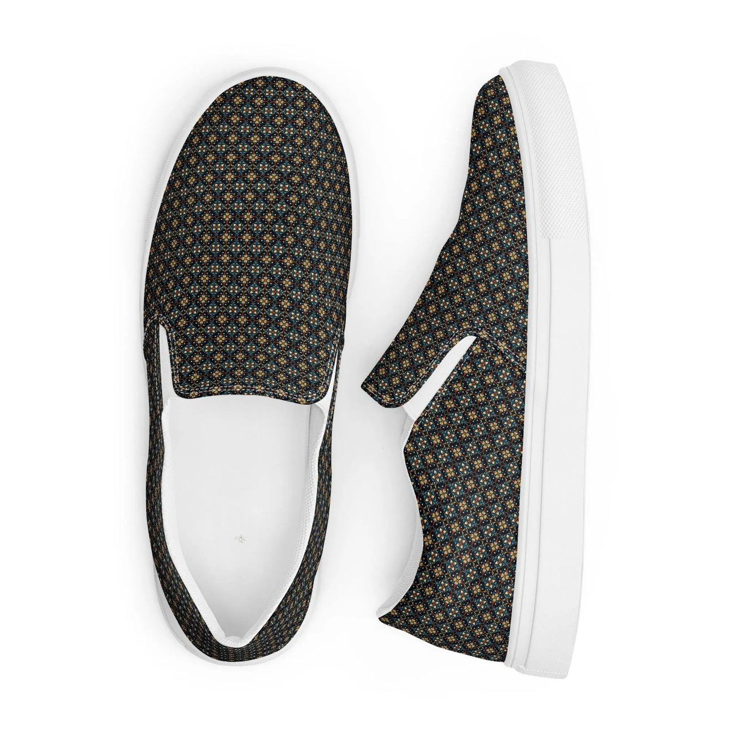 Geometric Stylish Men’s Slip-On Canvas Shoes | Trendy Casual Footwear for Men | Fashionable Comfortable Sneakers | Unique Modern Design