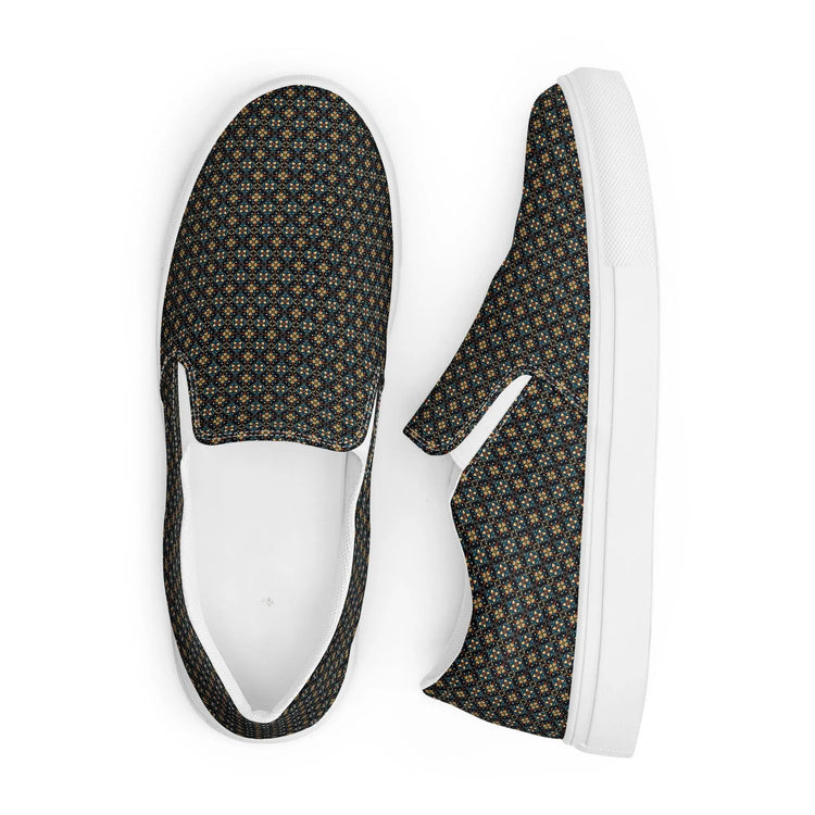 Geometric Stylish Men’s Slip-On Canvas Shoes | Trendy Casual Footwear for Men | Fashionable Comfortable Sneakers | Unique Modern Design