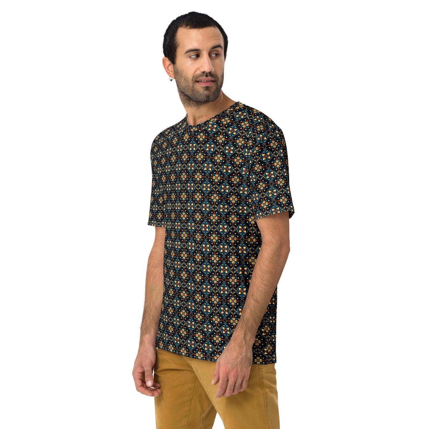 Stylish Geometric All-Over Print Men's T-shirt | Trendy Modern Design | Comfortable & Fashionable Casual Tee | Unique Graphic Shirt