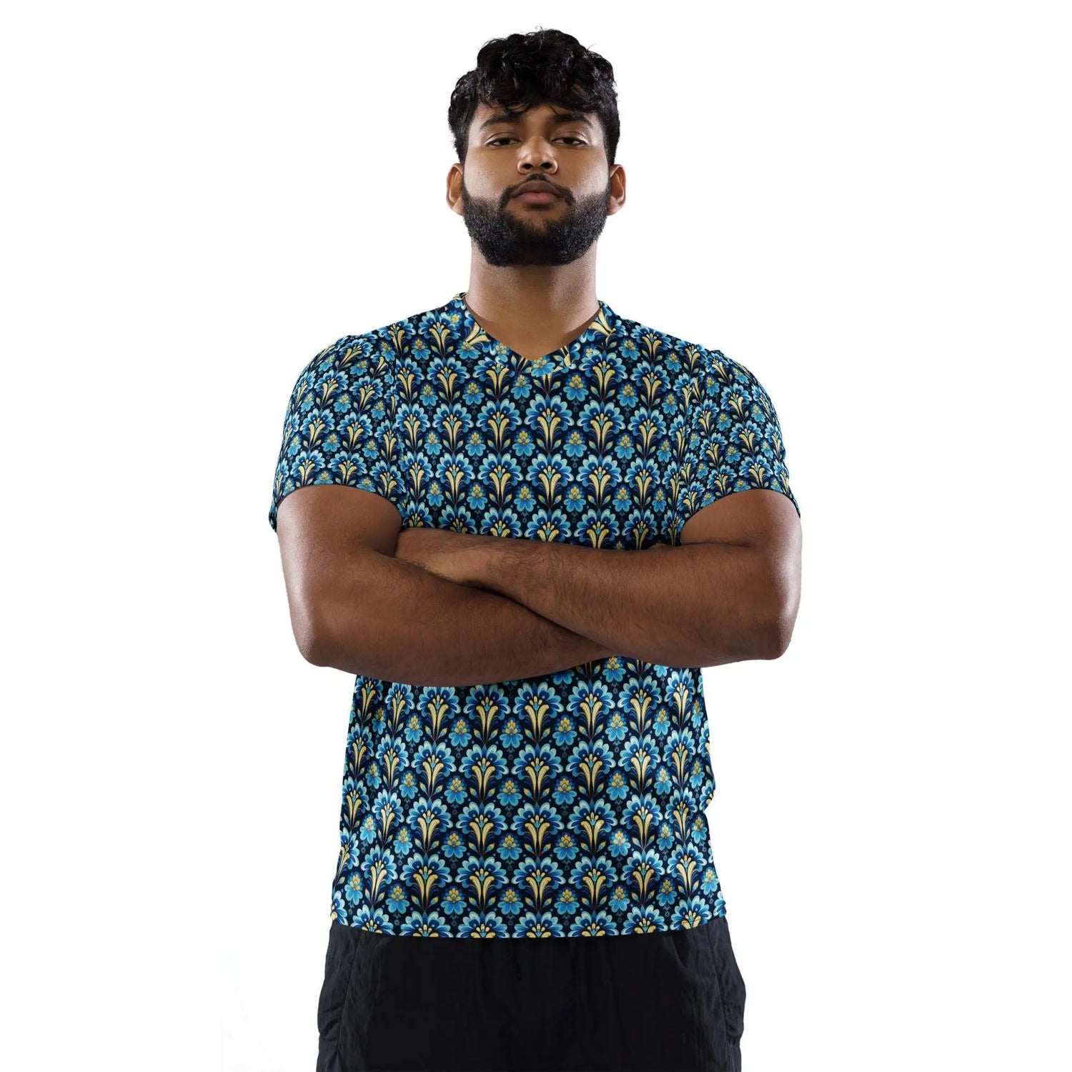 Bright Colorful Recycled Men’s Sports Jersey | Stylish, Eco-Friendly Activewear | Trendy Athletic Shirt | Comfortable, Fashion Sportswear The Aurora Touch