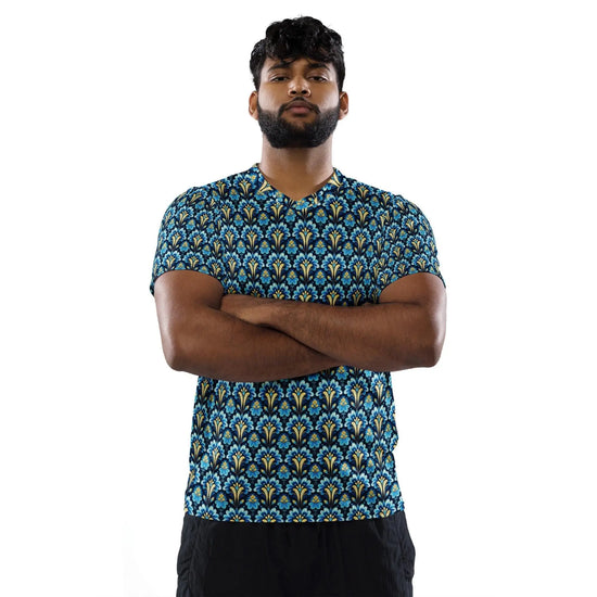 Bright Colorful Recycled Men’s Sports Jersey | Stylish, Eco-Friendly Activewear | Trendy Athletic Shirt | Comfortable, Fashion Sportswear The Aurora Touch