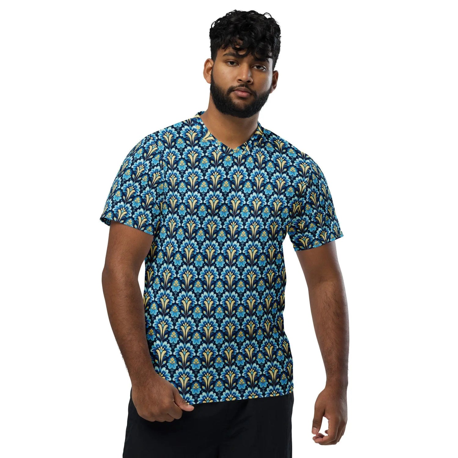 Bright Colorful Recycled Men’s Sports Jersey | Stylish, Eco-Friendly Activewear | Trendy Athletic Shirt | Comfortable, Fashion Sportswear The Aurora Touch