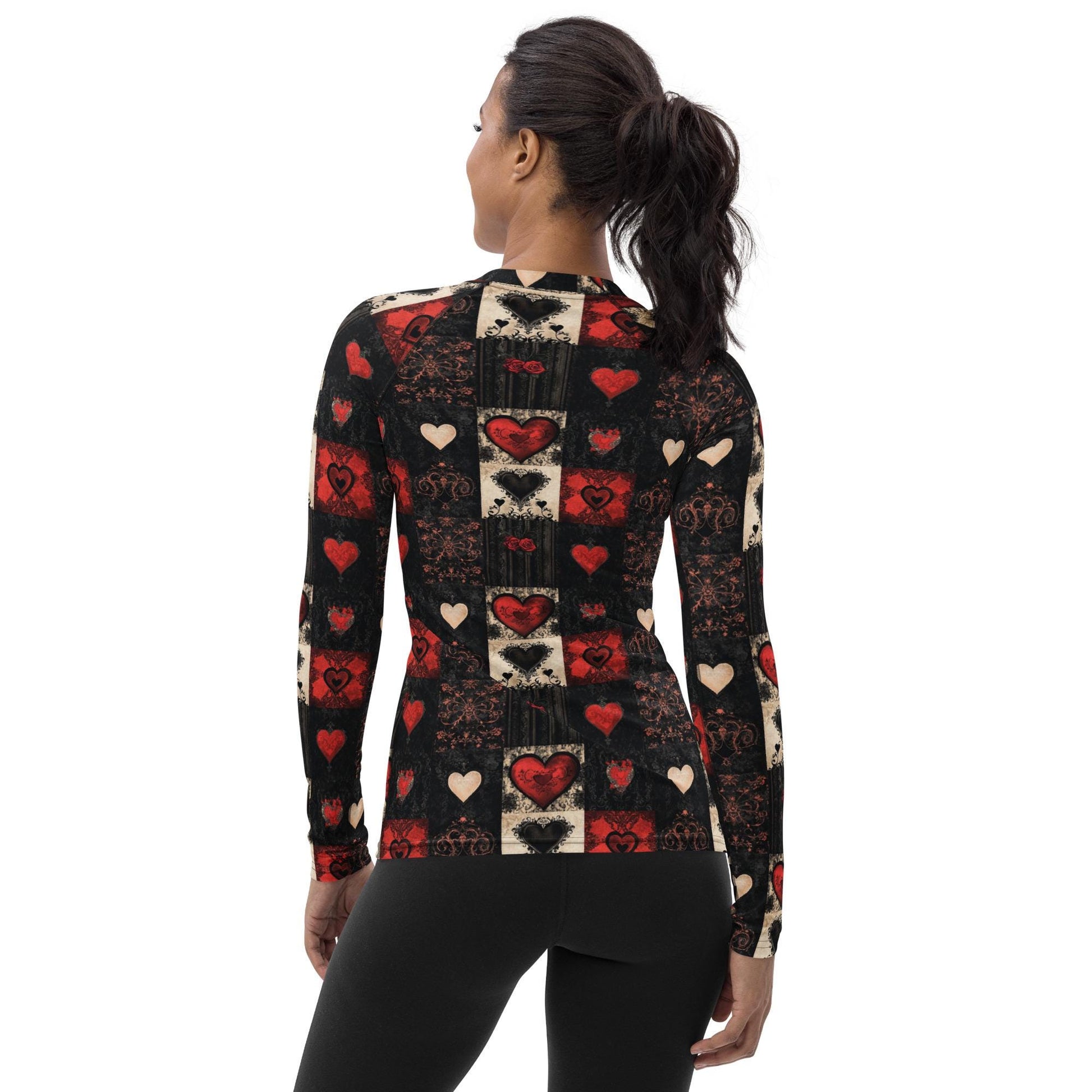 Women&#39;s Stylish Valentine Heart Rash Guard - Casual Everyday Shirt, Trendy & Comfortable, Perfect for Valentine&#39;s Day or Everyday Wear