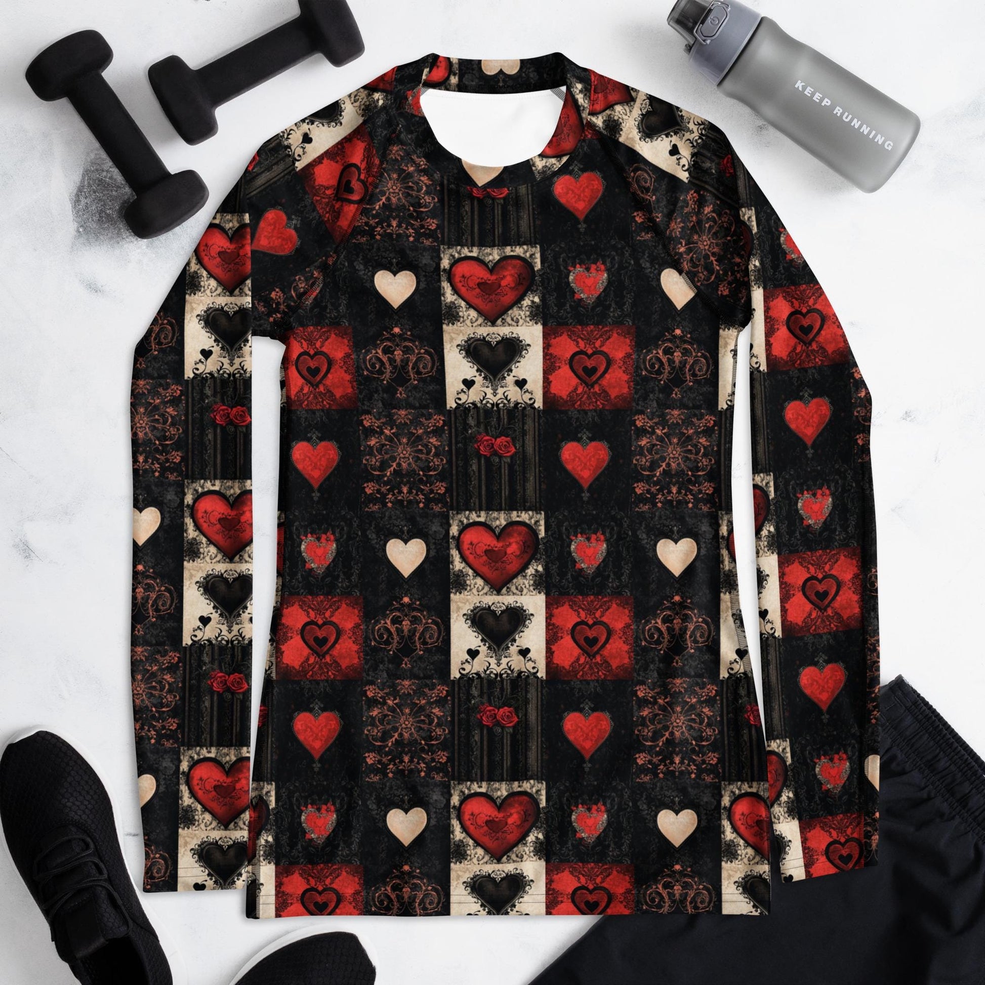 Women&#39;s Stylish Valentine Heart Rash Guard - Casual Everyday Shirt, Trendy & Comfortable, Perfect for Valentine&#39;s Day or Everyday Wear