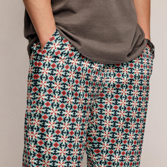 Men&#39;s Stylish Geometric Print Track Pants - Trendy All-Over Pattern, Comfortable Fashionable Athletic Wear for Casual & Active Days
