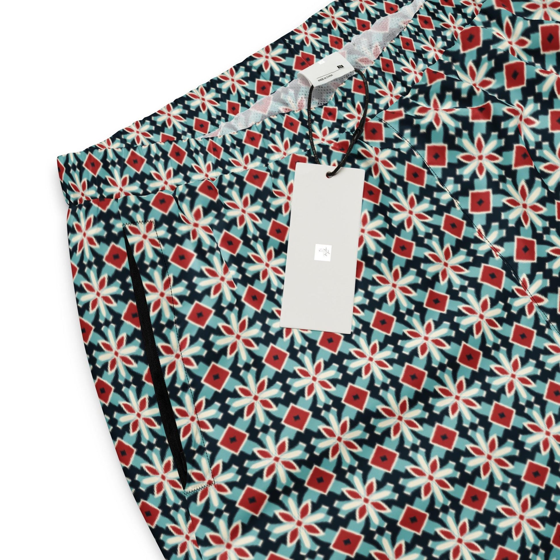 Men&#39;s Stylish Geometric Print Track Pants - Trendy All-Over Pattern, Comfortable Fashionable Athletic Wear for Casual & Active Days