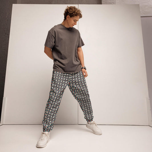 Men&#39;s Stylish Geometric Print Track Pants - Trendy All-Over Pattern, Comfortable Fashionable Athletic Wear for Casual & Active Days