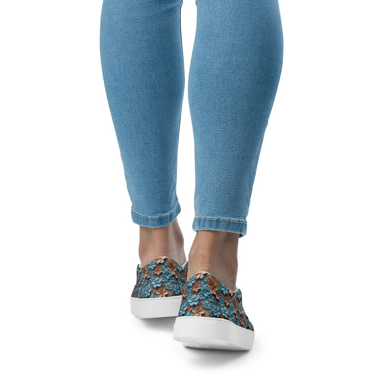 Pretty Women’s All-Over Print 3D Floral Slip-On Canvas Shoes – Stylish, Comfortable & Versatile Sneakers for Everyday Wear