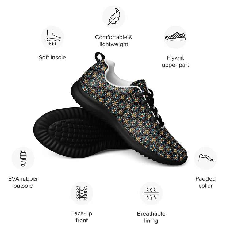 Geometric All-Over Pattern Men’s Athletic Shoes – Trendy, Comfortable, Stylish Casual Sneakers for Everyday Wear & Sports