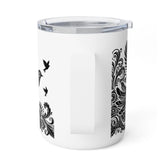 Bohemian Insulated Coffee Mug, 10oz - Perfect for Nature Lovers, Unique Gift for Birthdays, Travel Friendly, Bird Design, Camping Mug
