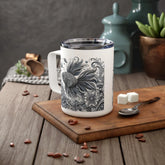Elegant Insulated Coffee Mug, 10oz | Bohemian Floral Design for Home, Office or Travel, Perfect Gift for Coffee Lovers, Nature Enthusiasts