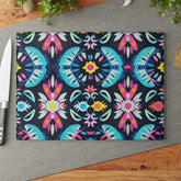 Vibrant Floral Glass Cutting Board for Kitchen, Colorful Chopping Board, Kitchen Decor, Gift for Her, Floral Kitchenware