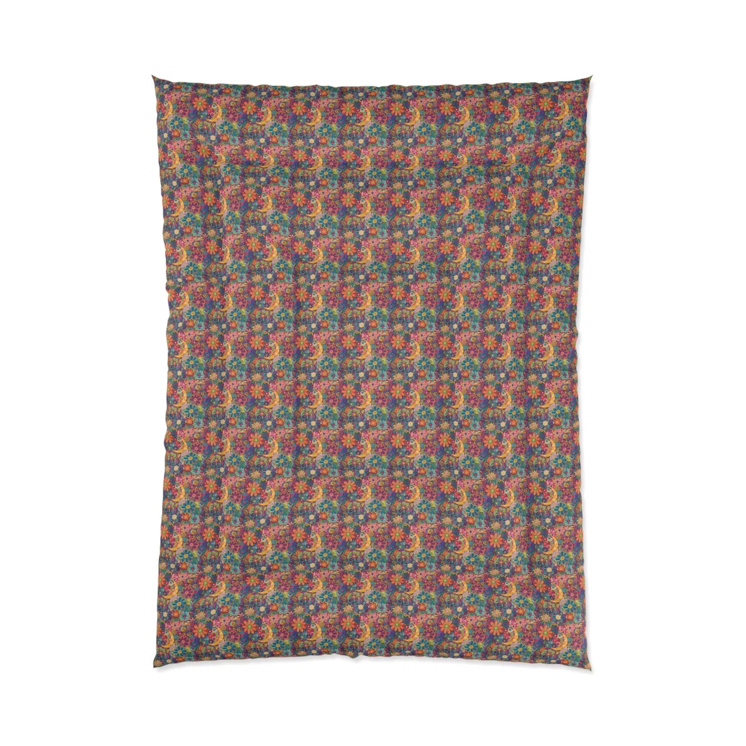 Vibrant Floral Comforter, Cozy Bedroom Blanket, Boho Bedding, Colorful Quilt, Perfect for Spring Decor, Great for Gifts