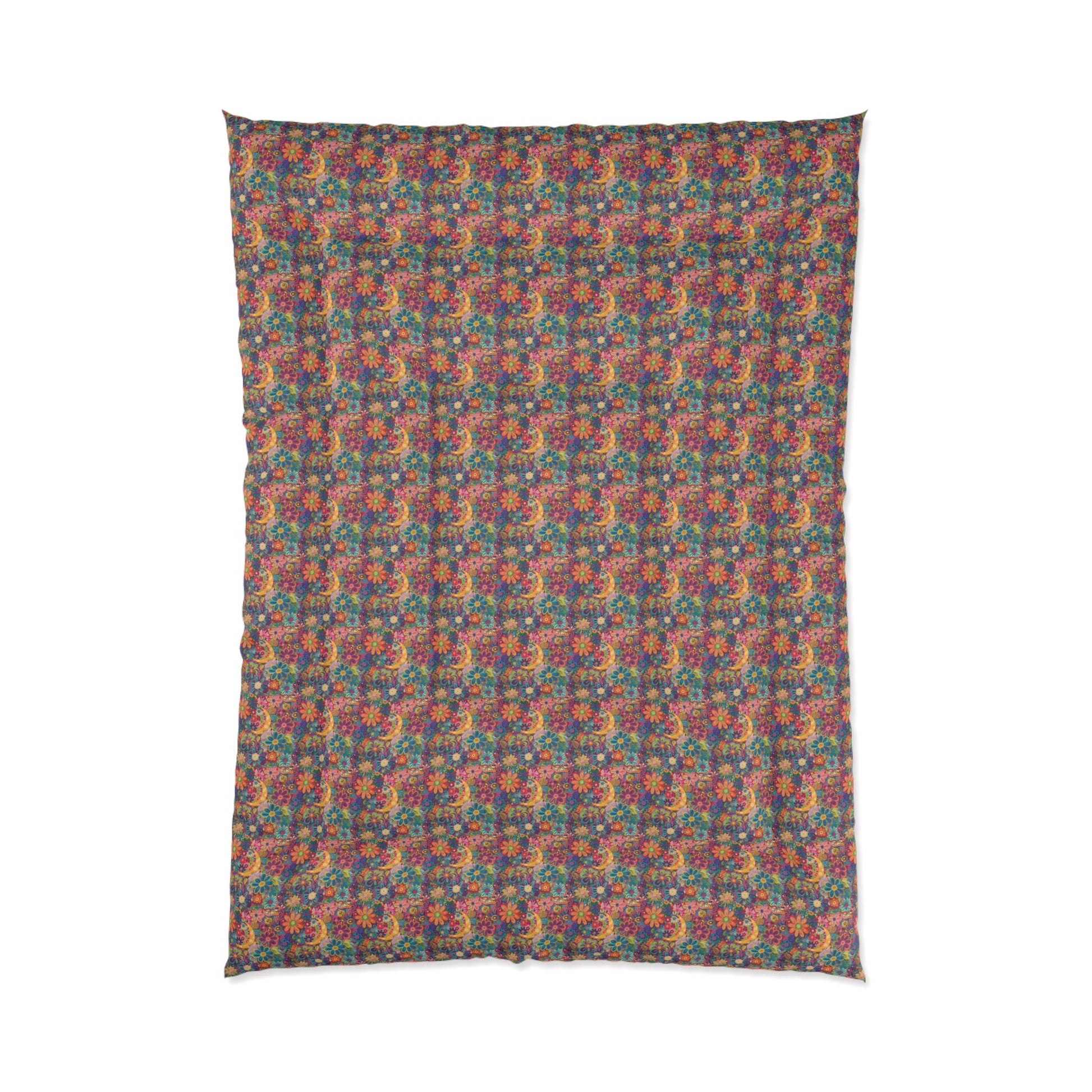 Vibrant Floral Comforter, Cozy Bedroom Blanket, Boho Bedding, Colorful Quilt, Perfect for Spring Decor, Great for Gifts