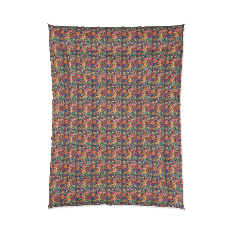 Vibrant Floral Comforter, Cozy Bedroom Blanket, Boho Bedding, Colorful Quilt, Perfect for Spring Decor, Great for Gifts