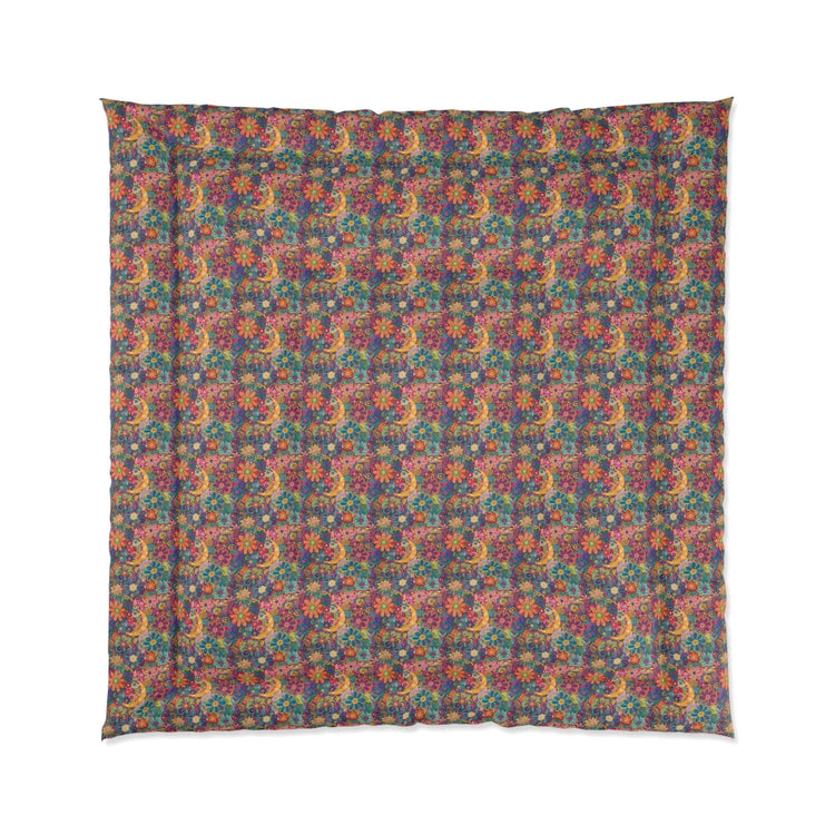 Vibrant Floral Comforter, Cozy Bedroom Blanket, Boho Bedding, Colorful Quilt, Perfect for Spring Decor, Great for Gifts