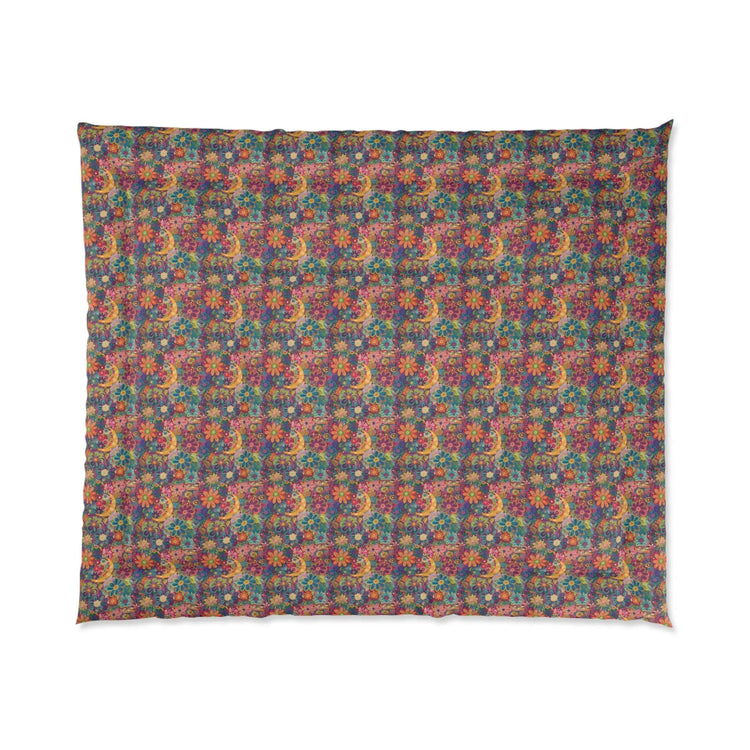 Vibrant Floral Comforter, Cozy Bedroom Blanket, Boho Bedding, Colorful Quilt, Perfect for Spring Decor, Great for Gifts