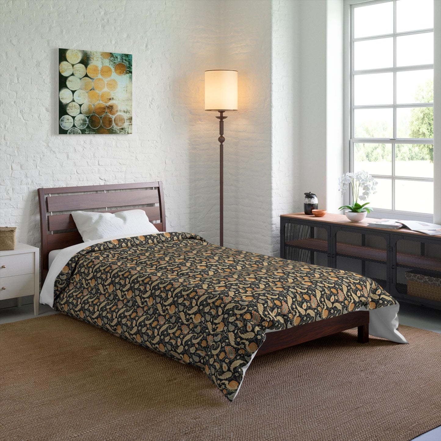 Bohemian Comforter, Cozy Bedding, Bedroom Decor, Festival Home Accent, Unique Printed Blanket, Ethnic Design Art