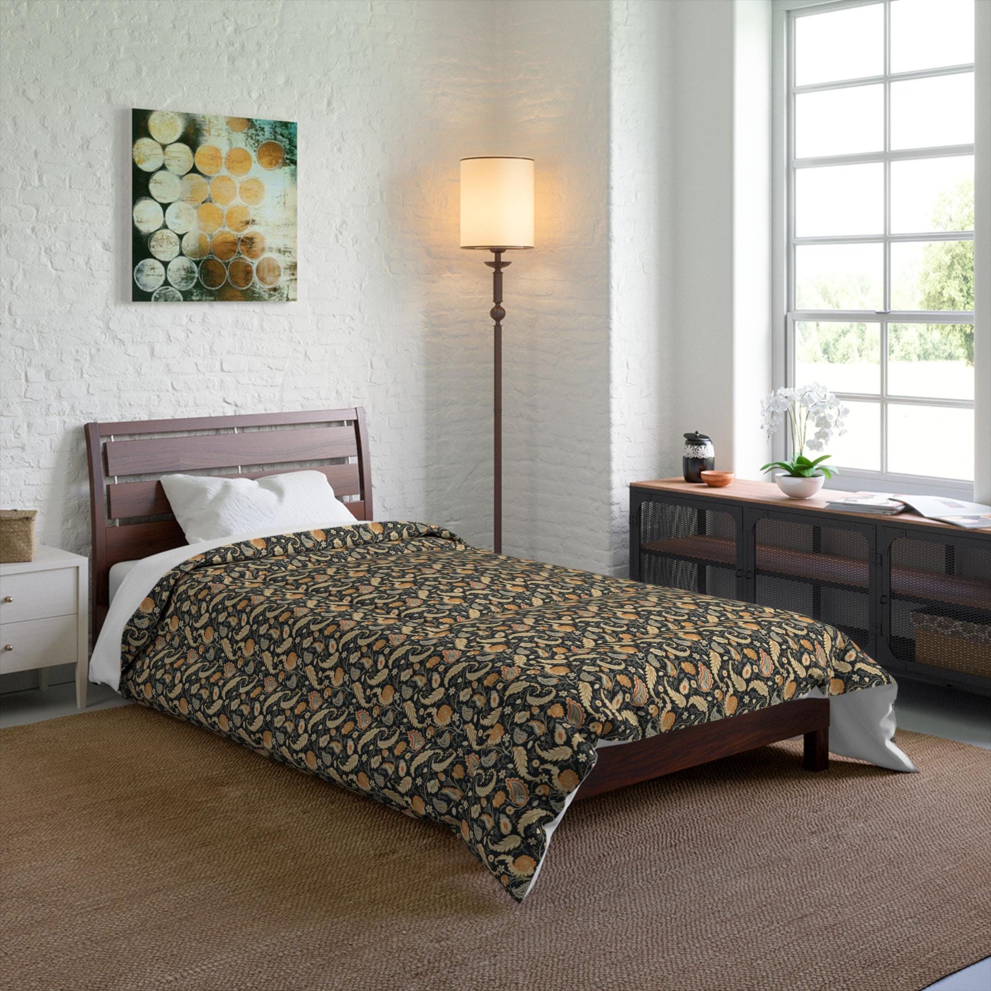 Bohemian Comforter, Cozy Bedding, Bedroom Decor, Festival Home Accent, Unique Printed Blanket, Ethnic Design Art