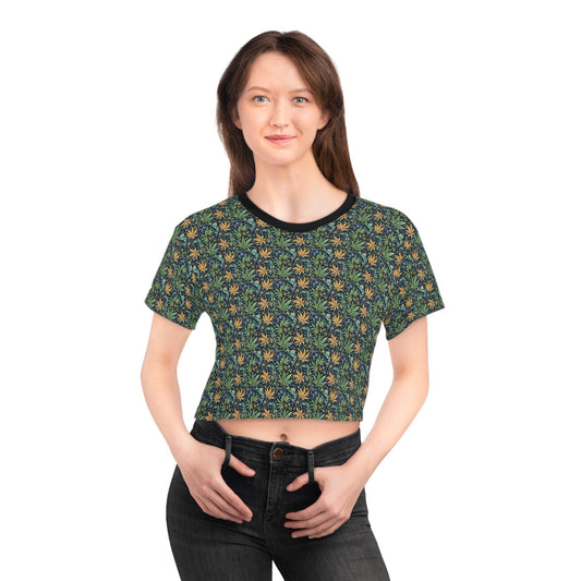 Tropical Floral Crop Tee - Summer Vibes Top, Casual Wear, Gift for Her, Cute Festival Shirt, Beach Outfit