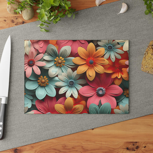 Floral Glass Cutting Board, Vibrant Kitchen Decor, Floral Gift, Home Cooking Essential, Unique Kitchen Gift, Mother's Day Gift