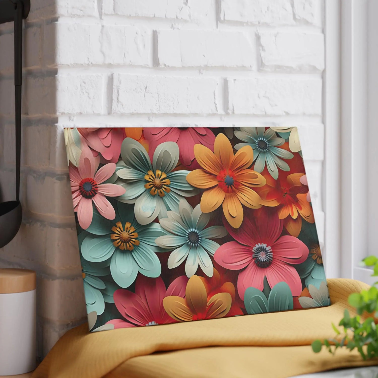 Floral Glass Cutting Board, Vibrant Kitchen Decor, Floral Gift, Home Cooking Essential, Unique Kitchen Gift, Mother&