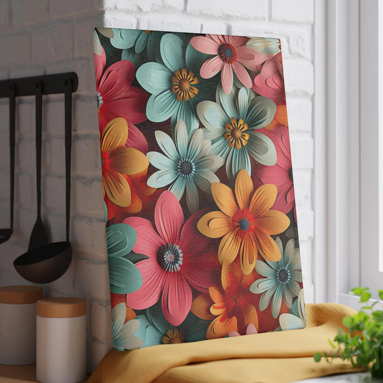 Floral Glass Cutting Board, Vibrant Kitchen Decor, Floral Gift, Home Cooking Essential, Unique Kitchen Gift, Mother&