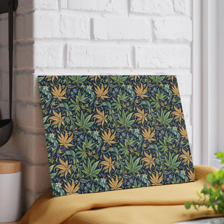Artisan Floral Glass Cutting Board - Elegant Kitchen Decor, Gift for Foodies, Housewarming, Cooking Essentials, Unique Home Decor