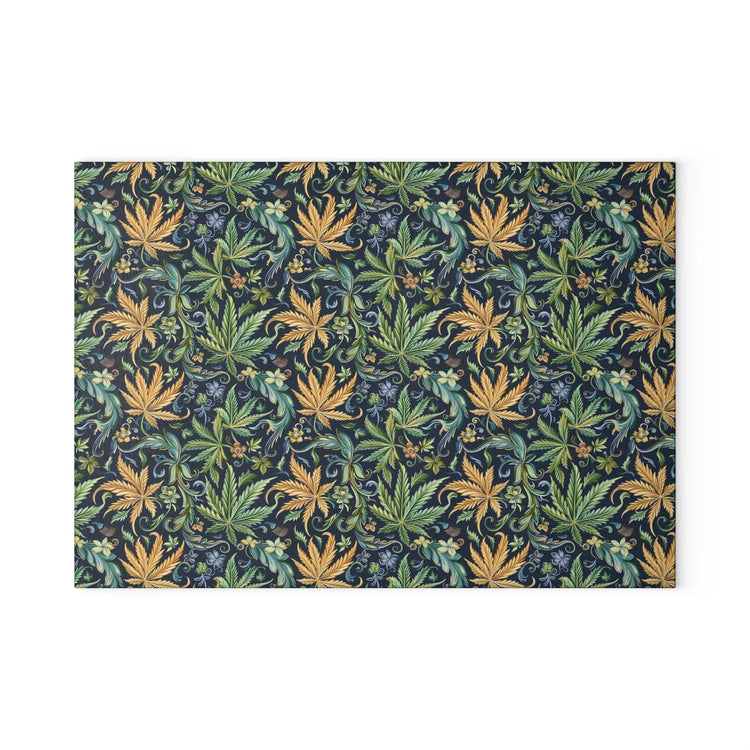 Artisan Floral Glass Cutting Board - Elegant Kitchen Decor, Gift for Foodies, Housewarming, Cooking Essentials, Unique Home Decor