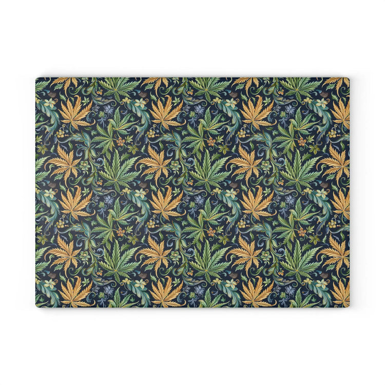 Artisan Floral Glass Cutting Board - Elegant Kitchen Decor, Gift for Foodies, Housewarming, Cooking Essentials, Unique Home Decor