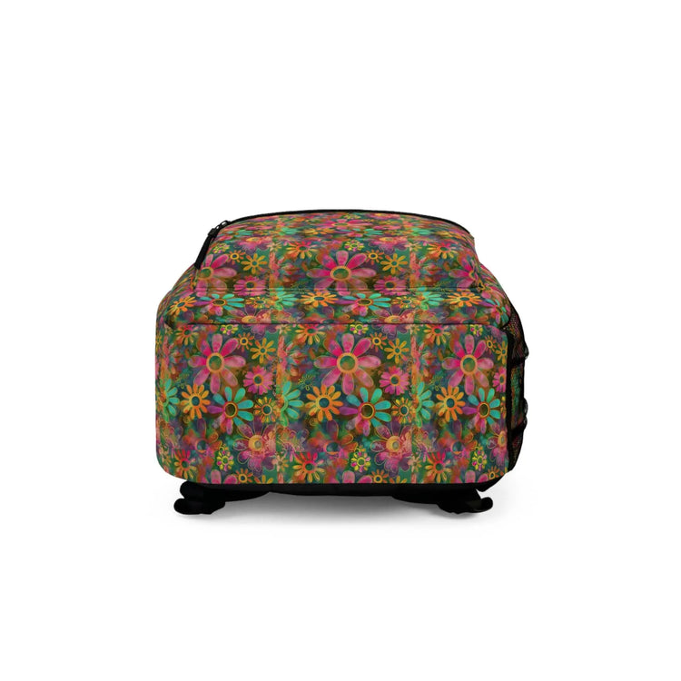 Bohemian Floral Backpack, Colorful School Bag, Trendy Tote for Students, Eco-Friendly Travel Pack, Gift for Nature Lovers