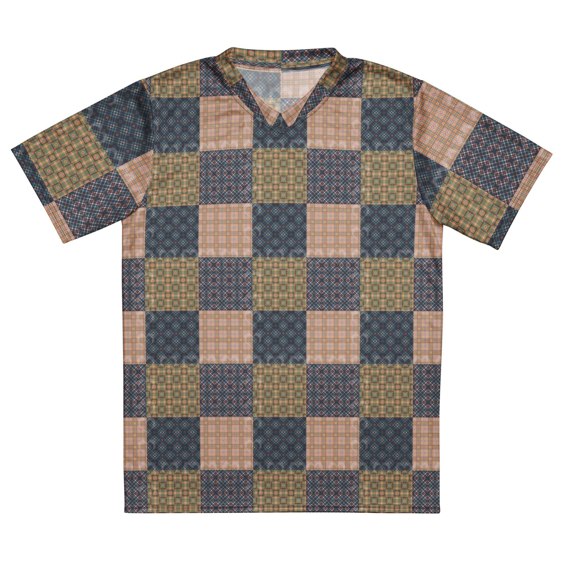 Men&#39;s All-Over Checkered Pattern Sports Jersey – Unique Designer Recycled Unisex Activewear