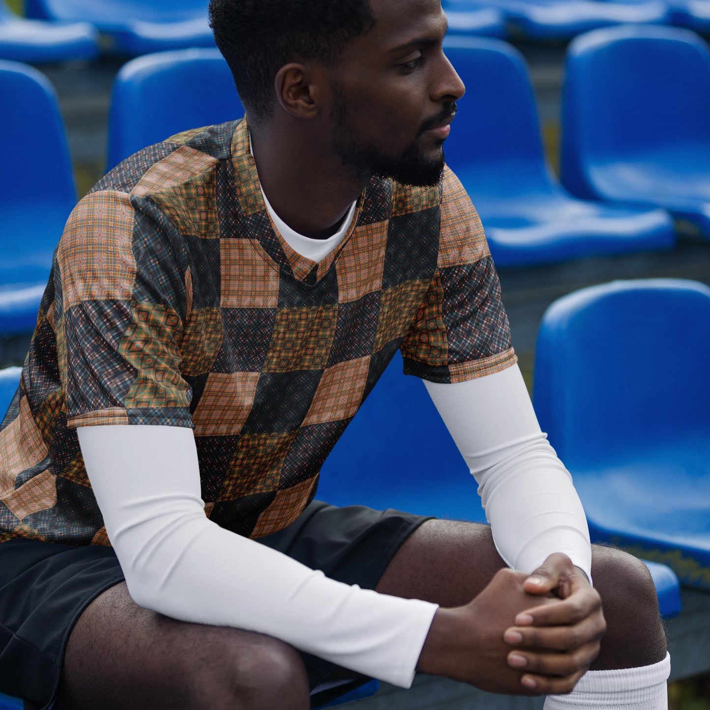 Men&#39;s All-Over Checkered Pattern Sports Jersey – Unique Designer Recycled Unisex Activewear