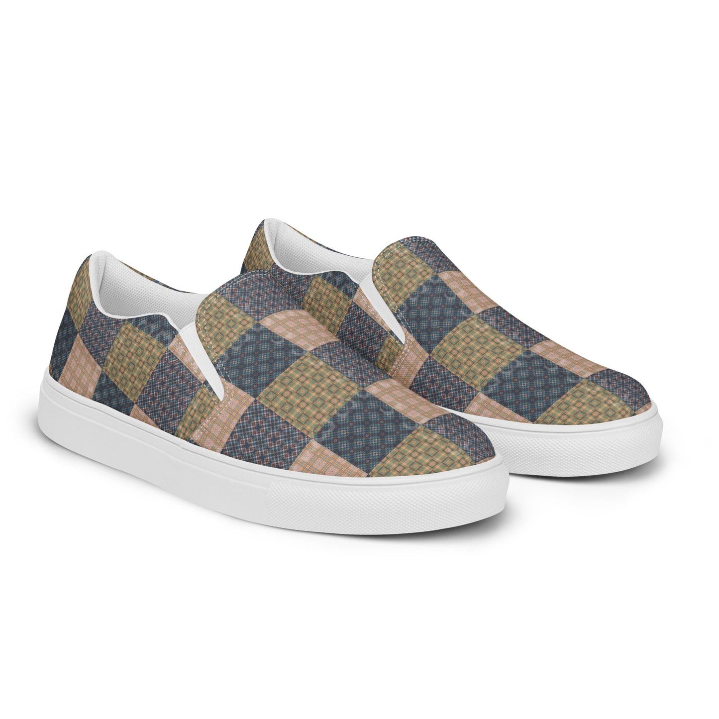 Men&#39;s Geo Checkered Slip-On Canvas Shoes | Trendy Comfortable Fashion Footwear | Stylish Everyday Shoes for Casual & Streetwear Outfits