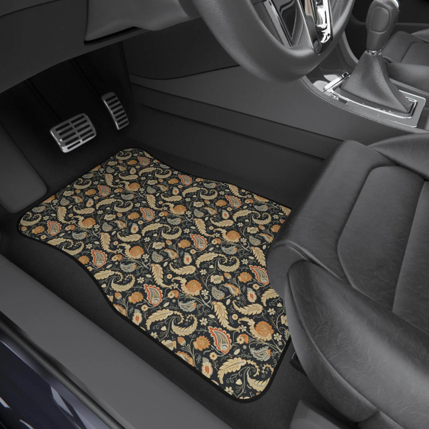 Bohemian Car Mats Set of 4, Artistic Auto Flooring, Vintage Style Car Accessories, Unique Gift for Travelers, Car Decor