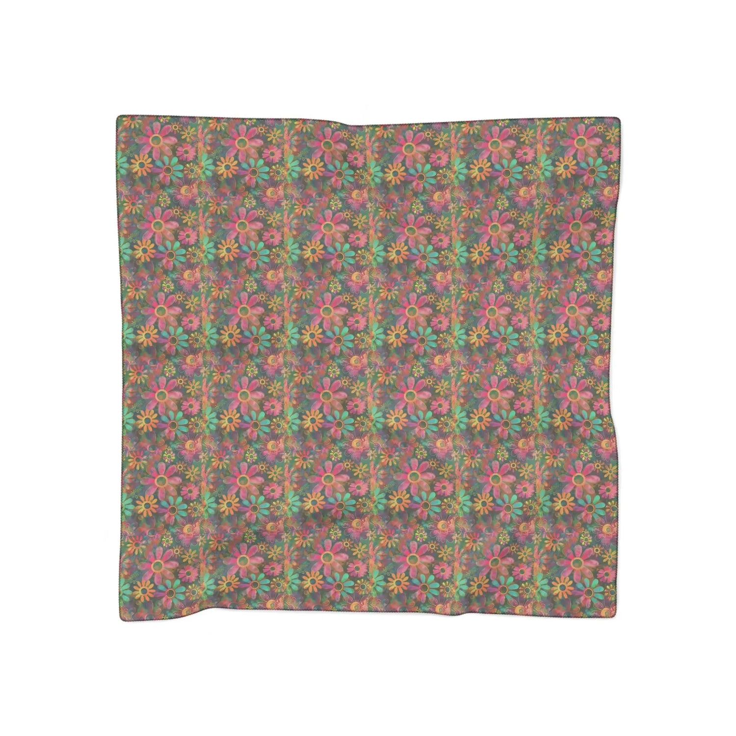Floral Poly Scarf - Vibrant Spring Wrap, Lightweight Neck Scarf, Bohemian Accessory, Perfect Gift for Her, Festival Fashion